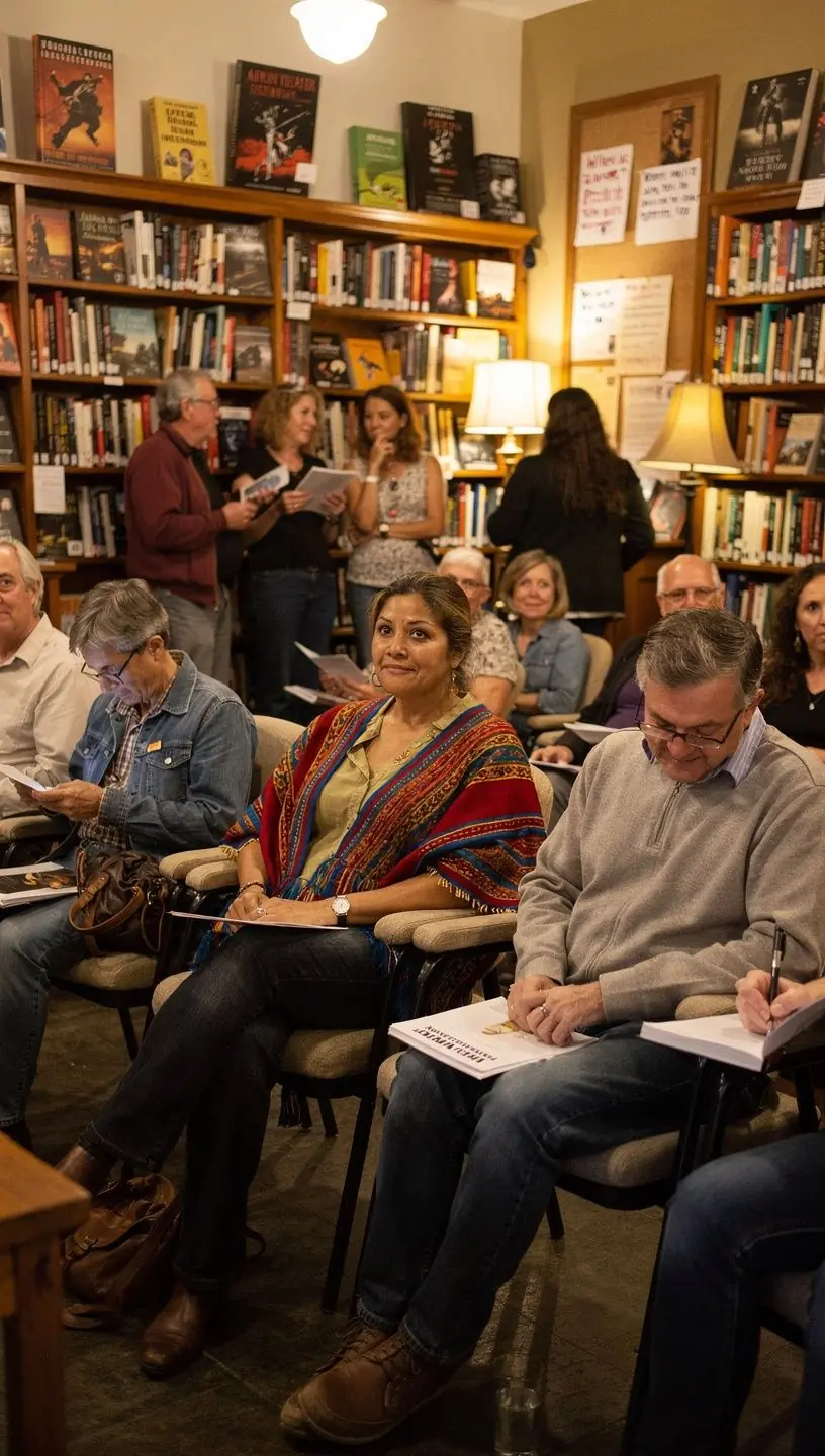 Adults networking at theater events, fostering connections